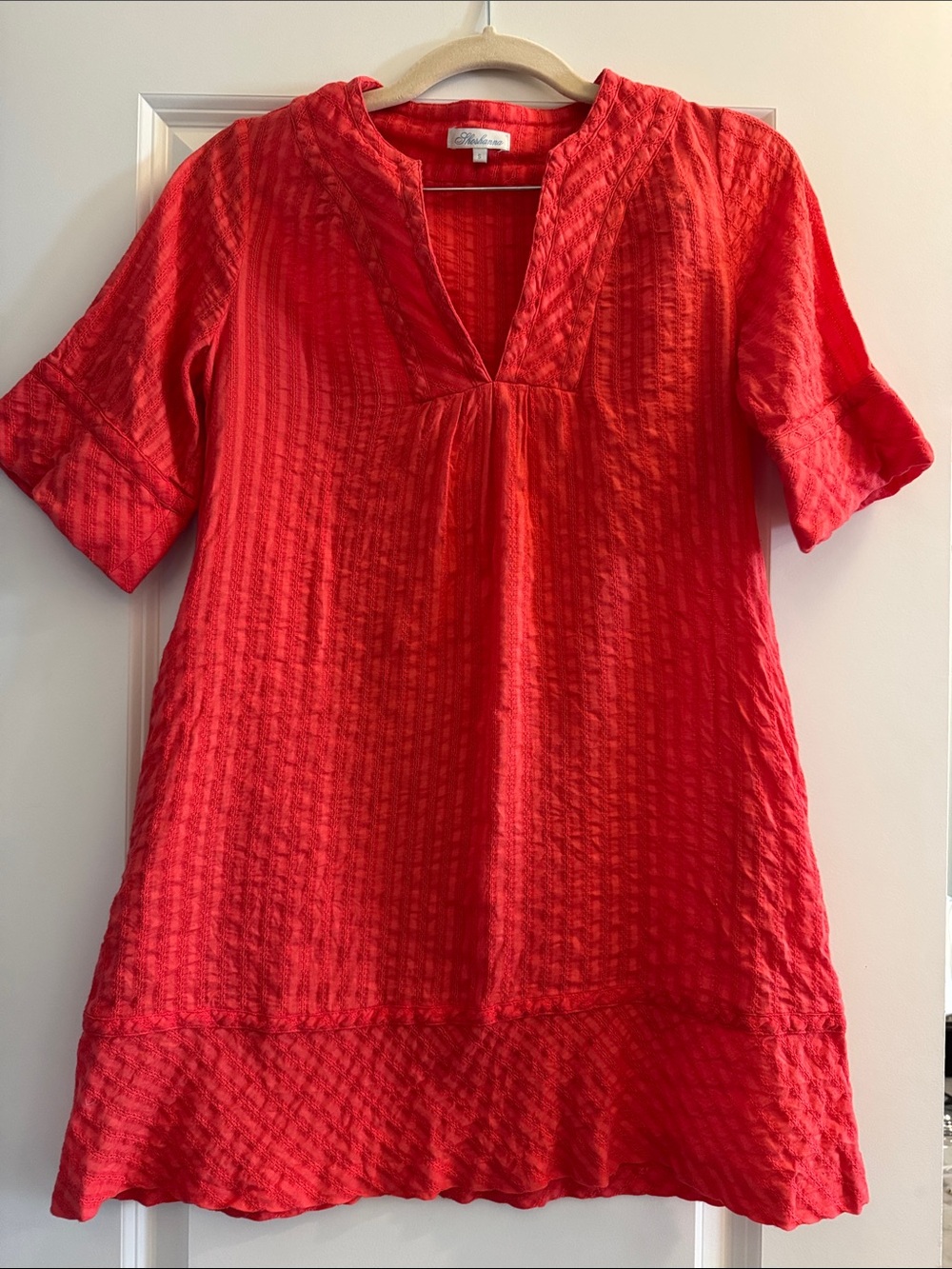 Shoshanna Red Textured V-Neck dress